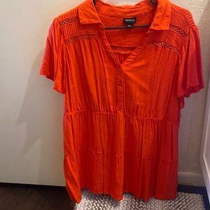 Women’s Torrid collared, shirt sleeve, orange shirt. 1X